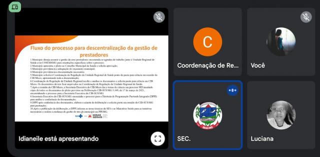 Fluxo do processo de Descentralização da Gestão dos Prestadores, apresentado por Fernanda Rabelo, coordenadora de Regulação/GRS Pirapora - Foto: Idianeile Cardoso Rodrigues