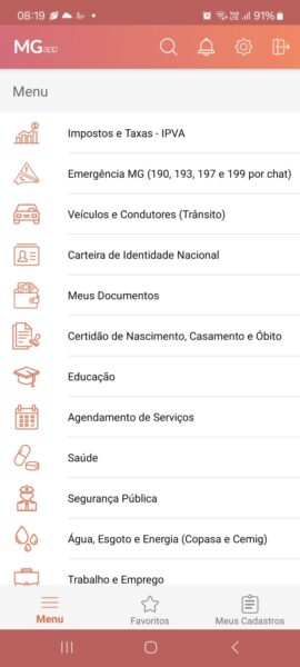 1- O cidadão acessa o aplicativo MG App