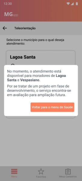 3- Informa o município de residência (Lagoa Santa ou Vespasiano – os demais municípios serão contemplados posteriormente)