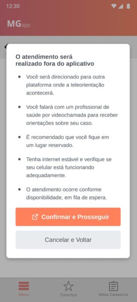 2- Clica no menu “Sáude”, em seguida “Teleorientação”